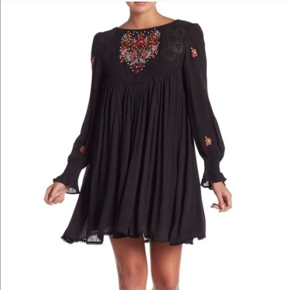 Free People Mohave Embroidered Mini Dress Size S
